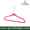 Wholesale Flocking Hanger with Metal Hook Plastic Velvet Clothing Hanger for Suppermarket Hot Sales 2016